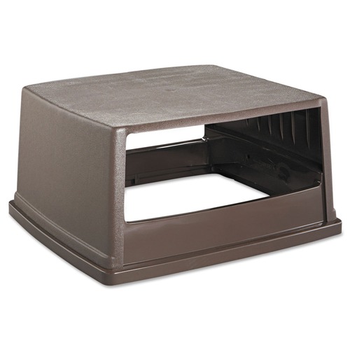 Waste Receptacle Lids | Rubbermaid Commercial FG256V00BRN 23 in. x 26.63 in. x 13 in. Hooded Top Glutton Receptacle without Door - Brown image number 0