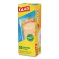 Resealable Bags | Glad 57263 6.63 in. x 5.88 in. Zipper Food Storage Sandwich Bags - Clear (12 Boxes/Carton) image number 4