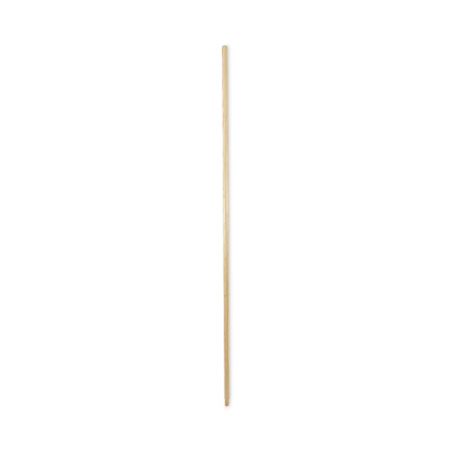 Handles & Braces | Boardwalk BWK122 0.94 in. x 60 in. Threaded End Lacquered Wood Broom Handle - Natural image number 0
