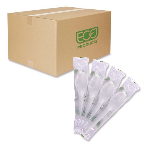 Disposable Spoons | Eco-Products EP-S013-W Plantware 6 in. Spoon Compostable Cutlery - White (1000/Carton) image number 0