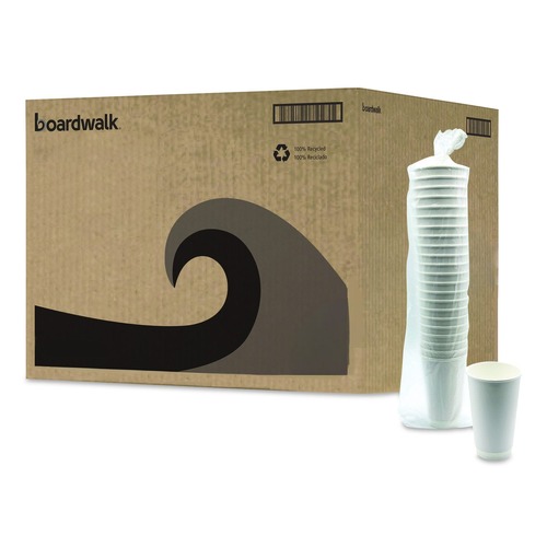 Cups | Boardwalk BWKDW16HCUP 16 oz Double-Walled Paper Hot Cups - White (500/Carton) image number 0