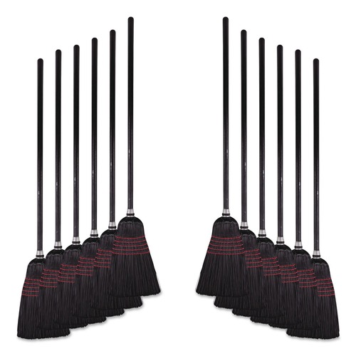 Brooms | Boardwalk BWK930BP 10 in. x 58.5 in. Wood Handle Flagged Tip Poly Bristle Janitor Brooms - Natural/Black (1 Dozen) image number 0