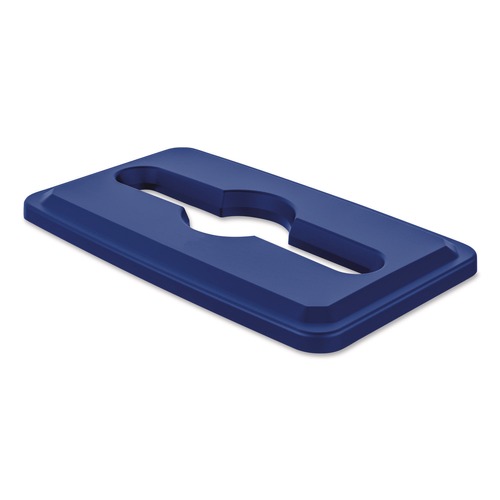 Waste Receptacle Lids | Suncast Commercial TCNLID03BLD 11.87 in. x 20.25 in. x 1.35 in. 23-Gallon Resin Slim Trash Can Paper Recycling Lid - Blue image number 0