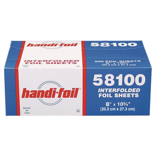 Foil Wraps | Handi-Foil HFA 58100 8 in. x 10.75 in. 55 Gauge Interfolded Foil Sheets (3000/Carton) image number 0