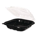 Perforated Roll & Hand Towels | Karat FP-PHC99PP-1C Polypropylene Plastic Hinged Container 9 x 9 x 3 Black/Clear Plastic 50/Pack 3 Packs/Carton image number 1