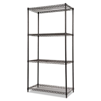 Alera ALESW503618BL NSF Certified Industrial 36 in. x 18 in. x 72 in. 4-Shelf Wire Shelving Kit - Black