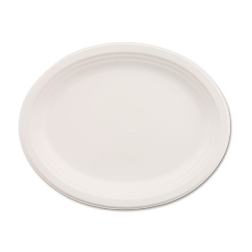 Platters | Chinet 21257 9.75 in. x 12.5 in. Classic Oval Platter Paper Dinnerware - White (500/Carton) image number 0