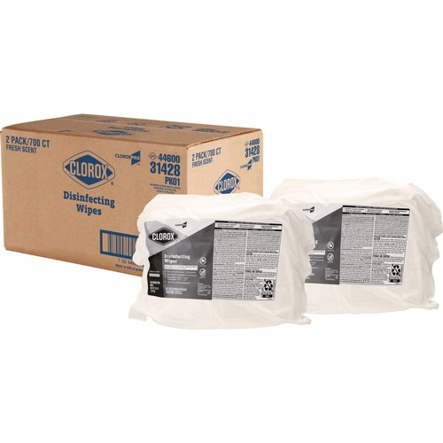 Cleaning Cloths & Wipes | Clorox 31428 1 Ply 7 in. x 8 in. Fresh Scent Disinfecting Wipes - White (2/Carton) image number 0
