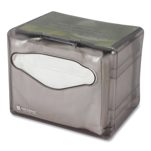 Napkin Dispensers | San Jamar H4005TBK 6.5 in. x 6.13 in. x 6.9 in. 200 Capacity Venue Napkin Dispenser with Advertising Inset - Black image number 0