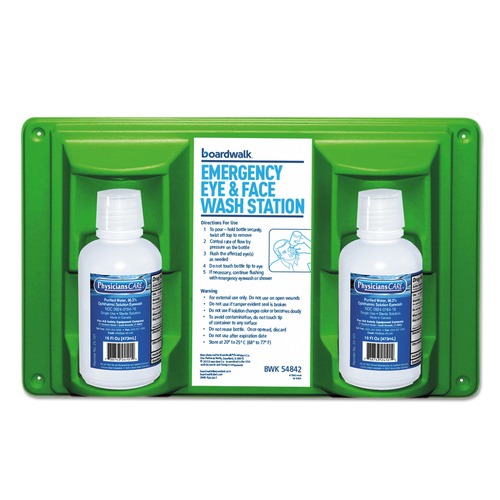 Eye Care & Protection | Boardwalk 54842 Emergency Eyewash Station with 16 oz. Bottles (6/Kit) image number 0