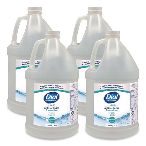 Soap Refills | Dial Professional 23400 82838 1 Gallon Antibacterial Liquid Hand Soap for Sensitive Skin Refill - Light Floral Scent (4/Carton) image number 0