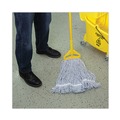 Mop Heads | Boardwalk BWK542CT Narrow Floor Finish Rayon/Polyester Mop Head - Medium, White/Blue (12/Carton) image number 8