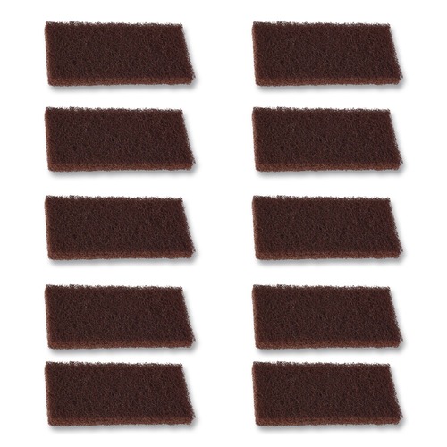 Scouring Pads & Sticks | Boardwalk 7100359808 4.62 in. x 10 in. Heavy-Duty Utility Pad - Brown (10/Carton) image number 0