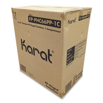 JANITORIAL | Karat FP-PHC66PP-1C Polypropylene Plastic Hinged Container 6 x 6 x 3 Black/Clear Plastic 50/Pack 6 Packs/Carton