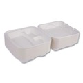 Food Containers & Lids | Eco-Products EP-HC93NFA Vanguard 9 in. x 9 in. x 3 in. 3-Compartment Renewable and Compostable Sugarcane Clamshells - White (200/Carton) image number 0