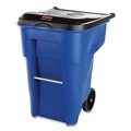 Outdoor Waste Receptacles | Rubbermaid Commercial FG9W2700BLUE Brute 50 Gallon Square Plastic Rollout Container - Blue image number 0