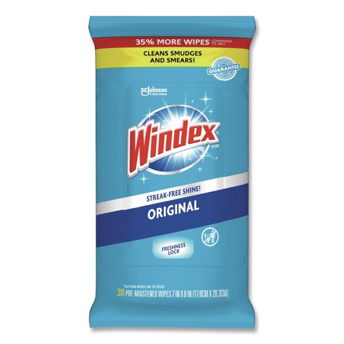 Cleaning Cloths & Wipes | Windex 378032 7 in. x 8 in. Glass and Surface Cloth Wet Wipe - Unscented, White (12 Packs/Carton) image number 0