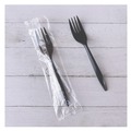 Disposable Forks | Boardwalk BWKFORKBLPPIW Mediumweight Wrapped Polypropylene Plastic Fork Cutlery - Black (1000/Carton) image number 4