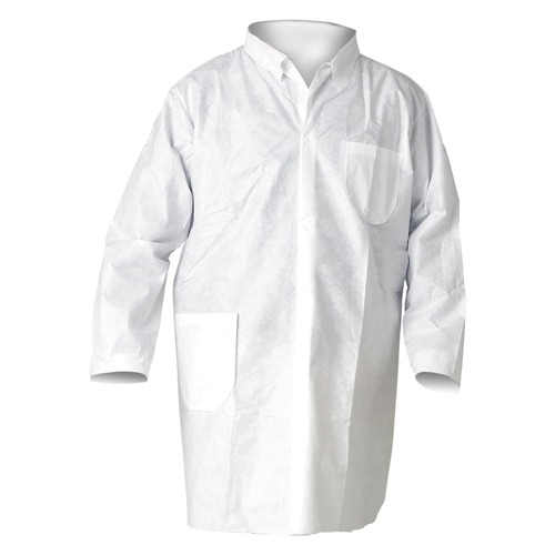 Clothing Protection | Ansell KCC 10039 A20 Breathable Particle Protection Snap Closure/Open Wrists/Pockets Lab Coats - Extra Large, White (25/Carton) image number 0