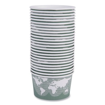 FOOD CONTAINERS PACKAGING | Eco-Products EP-BSC12-WA 4.05 in. x 2.5 in. 12 oz. World Art Renewable and Compostable Paper Food Container - Green (500/Carton)