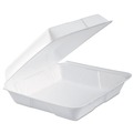 Food Containers & Lids | Dart 95HTPF1R 9.3 in. x 9.5 in. x 3 in. Foam Hinged Lid Container, Performer Perforated Lid (200/Carton) image number 1