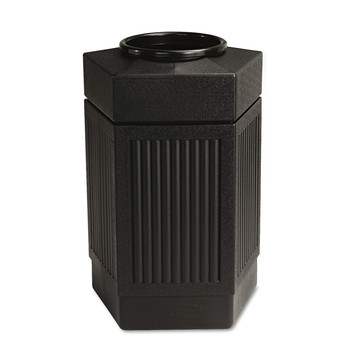 Safco 9485BL 30 Gallon Polyethylene Canmeleon Indoor/Outdoor Pentagon Receptacle - Black