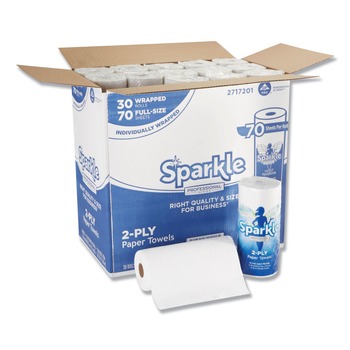 PAPER TOWELS | Georgia Pacific Professional 2717201 11 in. x 8.8 in. 2-Ply Sparkle Premium Perforated Paper Kitchen Towel Roll - White (30 Rolls/Carton)