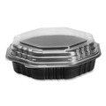 Food Containers & Lids | SOLO 809011-PP94 OctaView 9.55 in. x 9.1 in. x 3 in. 31 oz. Plastic Hinged-Lid Hot Food Containers - Black/Clear (100/Carton) image number 0