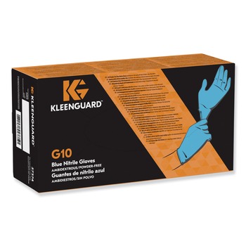 SINGLE USE GLOVES | KleenGuard 417-57373 G10 Powder-Free Nitrile Gloves - Blue, Large (100/Box, 10 Boxes/Carton)