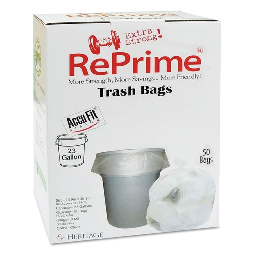 Low-Density Trash Bags | AccuFit H5645TC RC1 28 in. x 45 in. 0.9 mil. 23-Gallon Linear Low Density Can Liners with AccuFit Sizing - Clear (300/Carton) image number 0