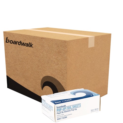 Foil Wraps | Boardwalk BWK7162 9 in. x 10.75 in. 63 Gauge Standard Aluminum Foil Pop-Up Sheets (3000/Carton) image number 0