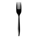 Disposable Forks | Boardwalk BWKFORKBLPP Plastic Fork Mediumweight Polypropylene Cutlery - Black (1000/Carton) image number 0