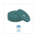 Floor Pads-Stripping | Boardwalk BWK4016GRE 16 in. Diameter Heavy-Duty Scrubbing Floor Pads - Green (5/Carton) image number 3