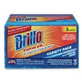 Scouring Pads & Sticks | Brillo 21035 Estracell 4.5 in. x 2.75 in. Scrub Sponge Variety Pack - Blue/Purple/White (8/Carton) image number 1