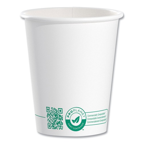 Cups | SOLO 370PLA-PLANET 10 oz. Compostable Paper Hot Cups - White/Green (50/Pack) image number 0