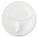 Plates | Dart 10CPWQR 10.25 in. Diameter 3 Compartment Quiet Class Laminated Foam Dinnerware Plates - White (500/Carton) image number 1