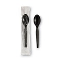 Disposable Spoons | Dixie TH53C7 Individually Wrapped Heavyweight Polystyrene Teaspoons - Black (1000/Carton) image number 1