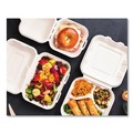 Food Containers & Lids | Vegware WHBRG-8-3 HW 7.9 in. x 7.9 in. x 2.9 in. Molded Fiber Compostable Sugarcane 3-Compartment Clamshell Containers - White (200/Carton) image number 2