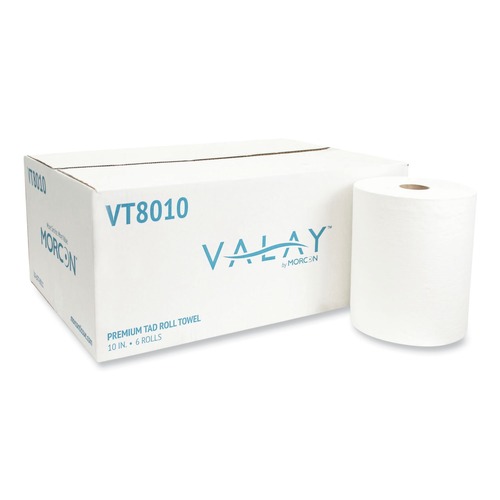 Perforated Roll & Hand Towels | Morcon Paper VT8010 10 in. x 700 ft 1-Ply 10 Inch TAD Roll Towels - White (6 Rolls/Carton) image number 0