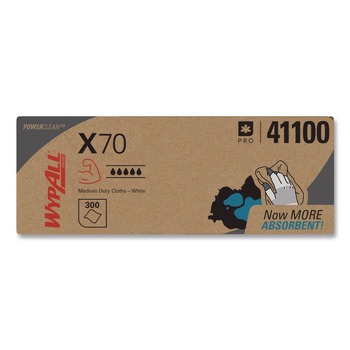 WypAll 41100 X70 Flat Sheet 14.9 in. x 16.6 in. Cloths - White (300/Carton)