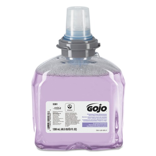 Soap Refills | GOJO Industries 5361-02 1200 mL TFX Luxury Foam Hand Wash Dispenser - Fresh Scent (2/Carton) image number 0