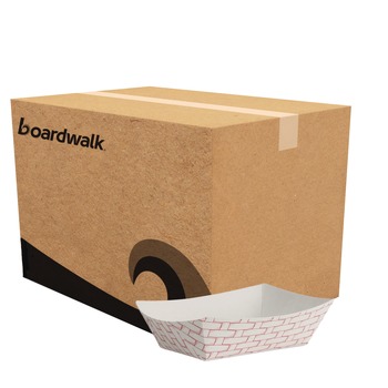 Boardwalk BWK30LAG050 0.5 lbs. Capacity Paper Food Baskets - Red/White (1000/Carton)