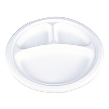  | SCT 18163WPF 10 in. Diameter 3-Compartment ChampWare Molded Fiber Plate Tableware - White (500/Carton)