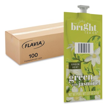 FLAVIA 48023 0.07 oz. Pouch The Bright Tea Co. Freshpack - Green with Jasmine (100/Carton)