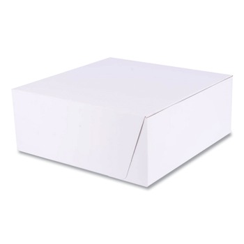 SCT 1573 10 in. x 10 in. x 4 in. Standard Paper One-Piece Non-Window Bakery Boxes - White (100/Bundle)