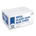 Chef Hats | AmerCareRoyal RCC2 Adjustable Crepe Paper Classy Cap - One Size Fits All/White/Blue Stripe (1000/Carton) image number 0
