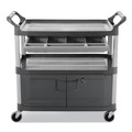 Carts | Rubbermaid Commercial FG409400GRAY 40.63 in. x 20 in. x 37.81 in. 300 lbs. Capacity 3 Shelves Plastic Xtra Instrument Cart with Locking Storage Area - Gray image number 1
