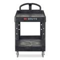 Carts | Rubbermaid Commercial FG452088BLA 25.9 in. x 45.2 in. x 32.2 in. 500 lbs. Capacity 2 Lipped Shelves Heavy-Duty Plastic Utility Cart - Black image number 0