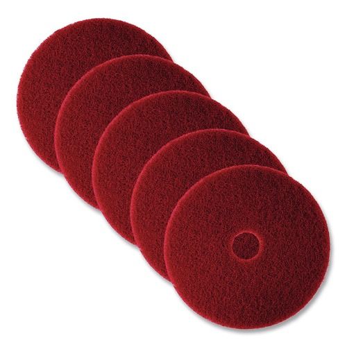 Floor Pads-Cleaning, Buffing & Polishing | 3M 5100-14 14 in. Low-Speed Buffer Floor Pads - Red (5/Carton) image number 0