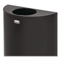 Indoor Waste Receptacles | Rubbermaid Commercial FGSO1220PLBK 12 gal. European and Metallic Series Open Top Half-Round Steel Receptacle - Black/Chrome image number 2